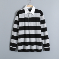 秋季纯棉长袖t恤打底衫男翻领条纹polo衫韩版修身潮休闲百搭上衣