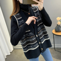 复古无袖针织马甲背心女2021年春季新款韩版宽松外穿上衣开衫外套