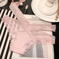 三送一 欧美性感透视交叉镂空腰蕾丝边女士内裤 低腰纯棉档诱惑