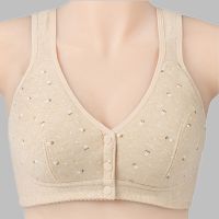 妈妈内衣文胸女无钢圈薄款中年妇女纯棉背心式前扣大码中老年胸罩