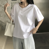 2021年新款短袖t恤女内搭打底纯棉半袖大码上衣宽松纯白色夏ins潮