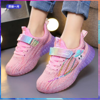 女童鞋子春秋儿童运动鞋中大童网面透气跑步鞋皮面休闲鞋2020新款