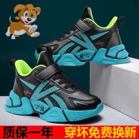 男童鞋子秋冬新款中大童小学生皮面防滑加绒儿童运动鞋男孩跑步鞋