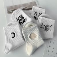 白色中筒袜夏天薄款长筒袜韩版ins潮可爱日系运动风秋冬季