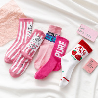 韩国儿童潮袜时尚个性字母中筒袜纯棉春秋男童女童街舞运动彩色袜