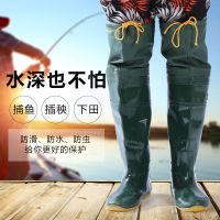 超高筒雨鞋新款松紧口插秧靴水田鞋软底过膝钓鱼鞋工作鞋防水胶鞋