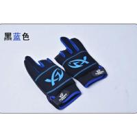 钓鱼手套露三指飞磕抓鱼防刺手套路亚防滑防扎保暖钓鱼用品装备|均码(露三指)蓝色