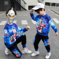 童装男童新款奥特曼套装2021韩版卡通网红男孩潮酷运动休闲两件套
