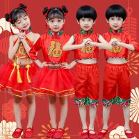 六一儿童演出服中国红民族风喜庆秧歌服幼儿园开门红舞蹈服表演服