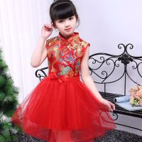 儿童六一演出服男女童中国风古筝舞蹈裙合唱服幼儿园开门红表演服