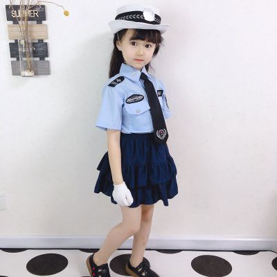 小孩警察服装幼儿园小学生小交警儿童军装黑猫警长演出服表演套装