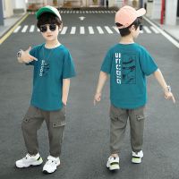 男童短袖套装2021新款九分裤防蚊裤卡通帅气薄款夏季儿童两件套潮
