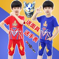 2021新款童装夏装男童奥特曼衣服短袖套装儿童蜘蛛侠纯棉两件套潮