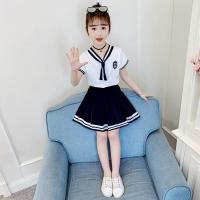 女童套装裙夏装2021新款洋气时尚短裙海军风两件套女孩裙子学院风