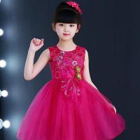 六一新款玫红色儿童演出服幼儿园合唱团女童亮片蓬蓬纱裙表演服