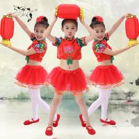 六一儿童演出服喜庆开门红秧歌舞蹈服说唱中国红幼儿园表演男女童