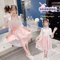 童装女202夏季古风网纱绣花连超仙衣裙套装网红女孩时尚公主裙子