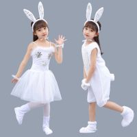 六一儿童小白兔表演服幼儿卡通服装舞蹈服小动物表演服兔子演出服