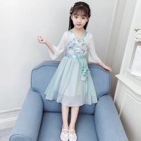 儿童汉服女童夏装公主裙连衣裙洋气超仙古装可爱套装五分袖学生夏