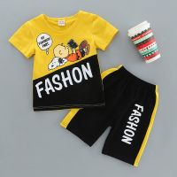 夏季男童纯棉短袖套装中小童新款半袖短裤两件套男童时尚运动套装