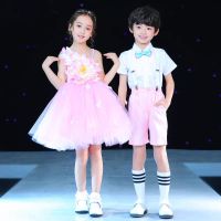 六一儿童演出服女童蓬蓬裙合唱服装男童背带裤学生幼儿园表演服装