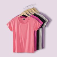 睡衣女夏季莫代尔上衣宽松薄款半袖t恤短袖家居服 圆领瑜伽女单件