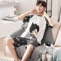 男士睡衣夏季纯棉短袖卡通青少年短裤夏天薄款全棉家居服学生套装