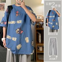 港风夏天两件套装男生韩版潮流初中学生男装夏季搭配休闲一套衣服