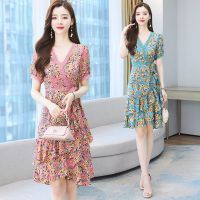 2021年夏装新款碎花雪纺连衣裙女夏感女装中长小个子夏季裙子