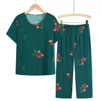 中老年人棉绸睡衣女2021新款夏季套装宽松大码家居服妈妈短袖夏装