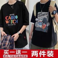 夏季男士短袖t恤男ins韩版潮流上衣宽松半袖体恤港风情侣五分袖男