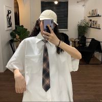 2020夏季新款复古白色衬衫女学生韩版宽松ins短袖衬衣中长款上衣