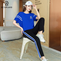 DEBRAND纯棉休闲运动套装女2021秋新款宽松舞蹈服跑步服两件套