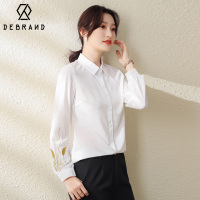 DEBRAND绣花雪纺衬衫女长袖2022春新款韩版内搭洋气衬衣打底上衣