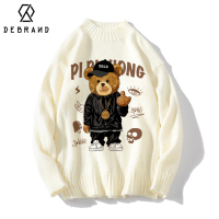 DEBRAND小众半高领毛衣潮牌ins韩版潮流针织衫男设计感国潮毛线衣