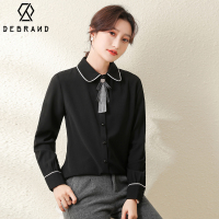 DEBRAND蝴蝶结雪纺衬衫女2022春季新款衬衣设计感小众上衣长袖