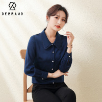 DEBRNAD雪纺衬衫女长袖2022春季新款娃娃领上衣内搭打底高端衬衣