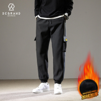 DEBRAND工装加绒裤子男士冬季2021新款休闲宽松百搭精神长裤潮流