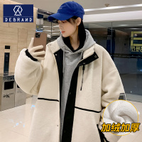 DEBRAND羊羔绒女士棉衣外套最新款加厚毛绒棉服潮款情侣保暖棉袄
