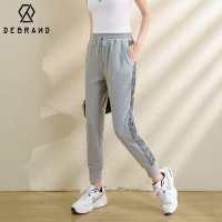 DEBRAND运动裤女束脚春秋季2022新款显瘦百搭直筒阔腿休闲卫裤