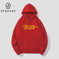 DEBRAND潮牌虎年本命年大红色新款ins百搭炸街高颜值加绒情侣卫衣