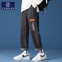 DEBRAND男休闲裤春秋季新款时尚港风学生宽松大码阔腿工装牛仔裤