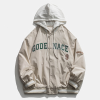 DEBRAND假两件连帽外套男2022新款潮流宽松春季情侣装夹克棒球服