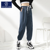 DEBRAND休闲裤女春秋新款潮流宽松运动裤字母印花长裤抽绳束脚裤