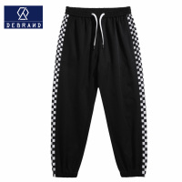 DEBRAND棋盘格裤子男士潮流百搭春秋季新款休闲裤帅气高街束脚裤