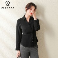 DEBRAND收腰衬衫女长袖雪纺衬衣打底衫女上衣2022春季新款韩版寸