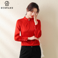 DEBRAND半高领女士套头衬衫2022春秋装女新款时髦衬衣长袖内搭