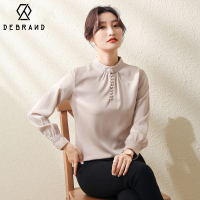 DEBRAND民族复古港风衬衣女春秋款气质时尚2022春款女装雪纺衬衫
