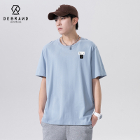 DEBRAND夏季纯色男士纯棉宽松圆领印花半袖上衣打底衫短袖t恤男装