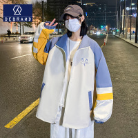 DEBRAND拼色外套女春2022新款炸街潮牌夹克oversize宽松韩版外穿